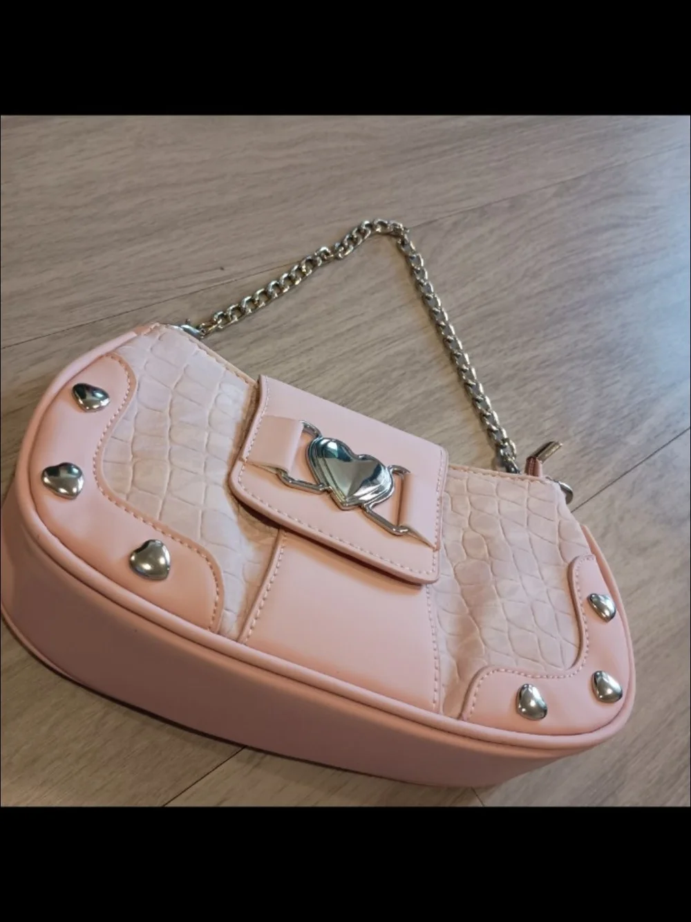 Pink Heart-Accent Shoulder Bag  New ,